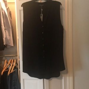 Eileen Fisher black silk sleeveless tunic/shirt, Sz 1X